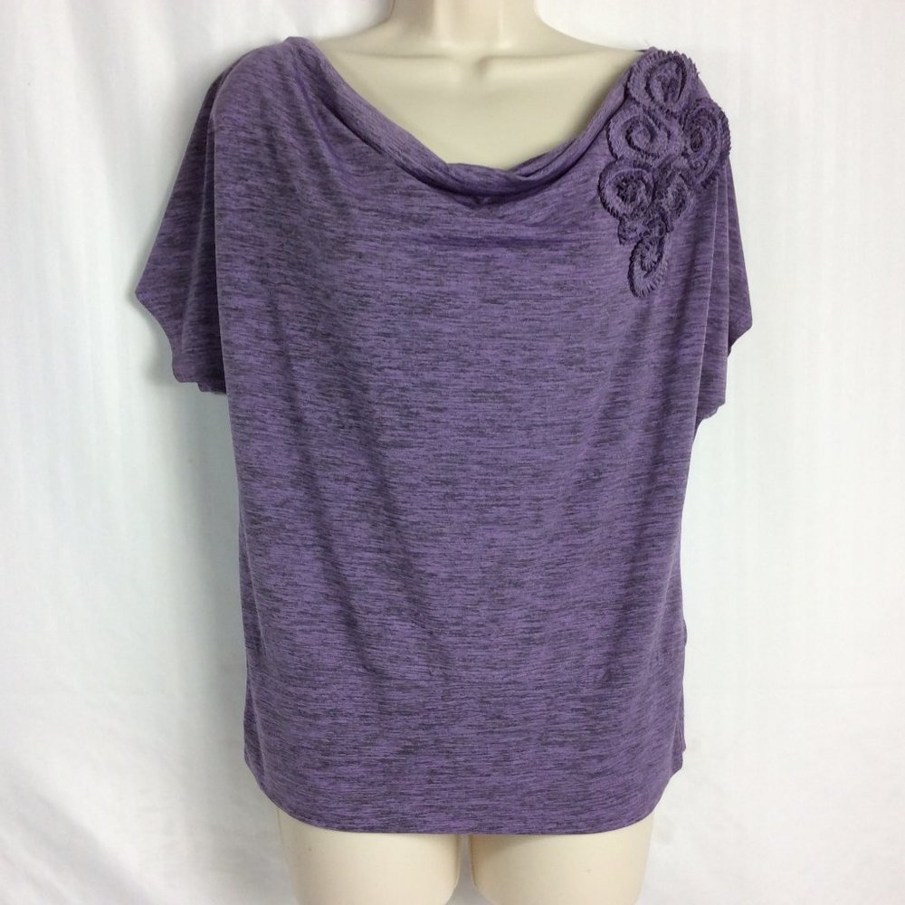 4/$25 AGB Blouse Purple Loose Fit Banded Top S - Picture 2 of 9